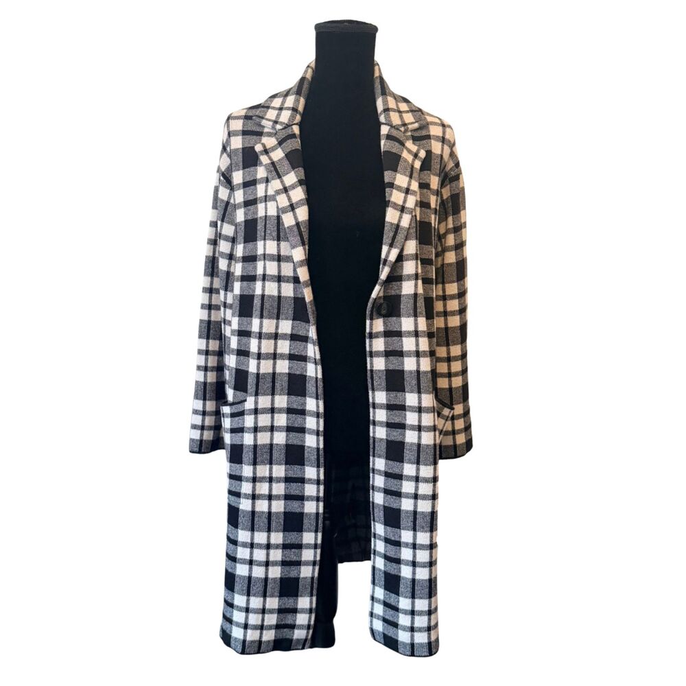 PHILOSOPHY Plaid Duster Cardigan Sweater Coat M Preppy Luxury Twee Coatigan